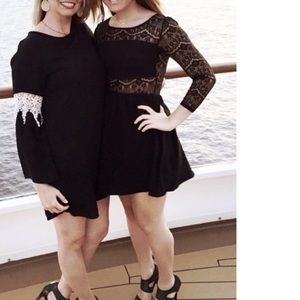 Black Panel Print Mesh Dress